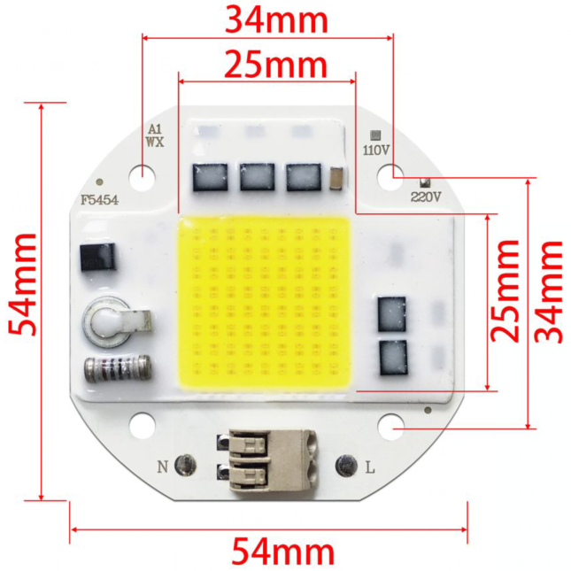 F5454DZWX LED Chip20W 30W 50W AC 220V 110v Smart COB lamp Bead No Need Driver for Flood Light Spotlight Outdoor Chip Lamp DIY Lighting
